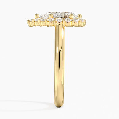 Lotus Flower Halo Diamond Ring (1/4 ct. tw.) - Pear Cut Center Stone