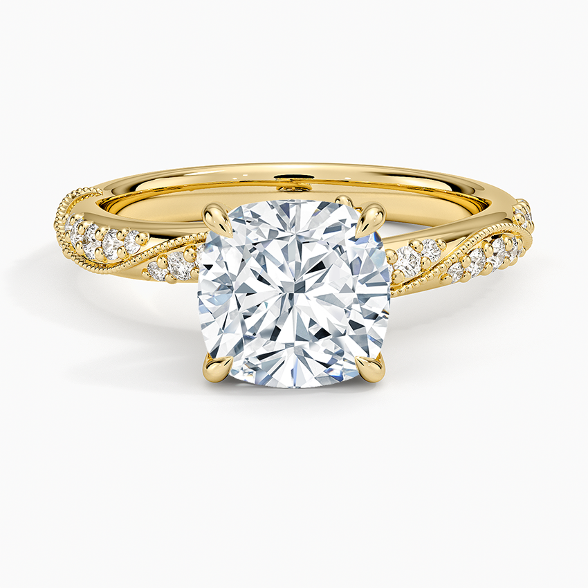 Camellia Hidden Accent 2.5mm Diamond Ring - Cushion Cut Center Stone