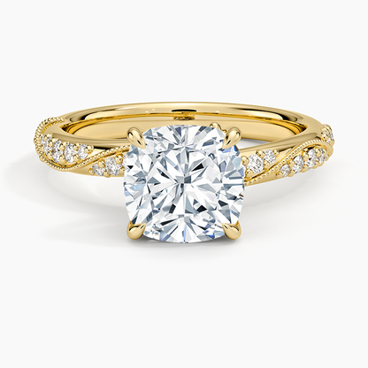 Camellia Hidden Accent 2.5mm Diamond Ring - Cushion Cut Center Stone