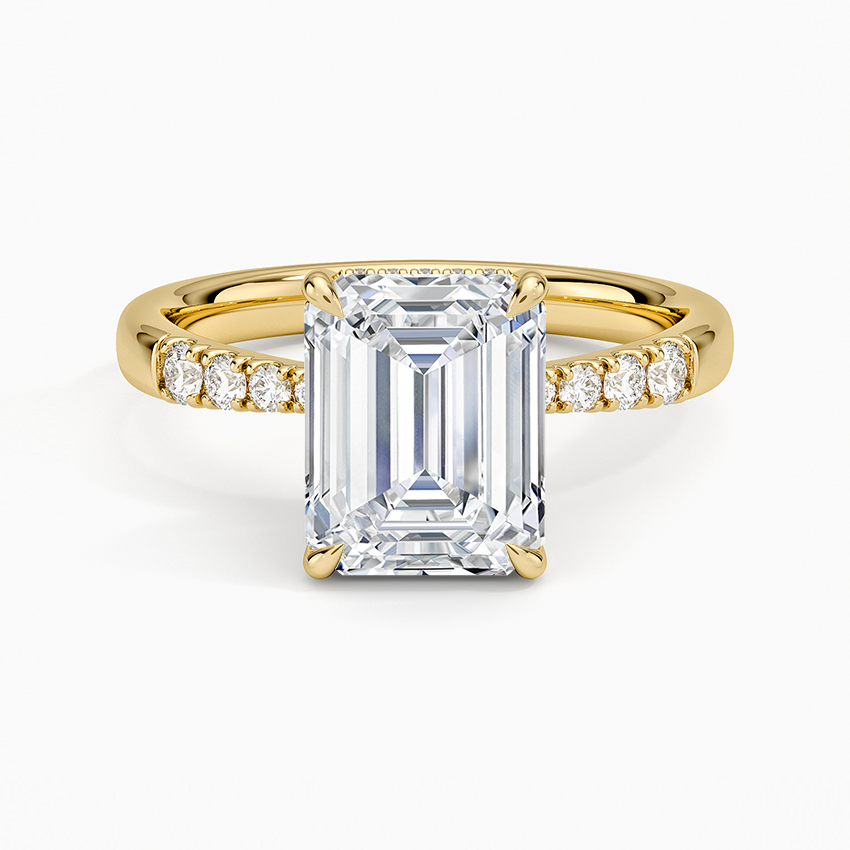 Bella Hidden Halo Diamond Ring (1/5 ct. tw.) - Emerald Cut Center Stone