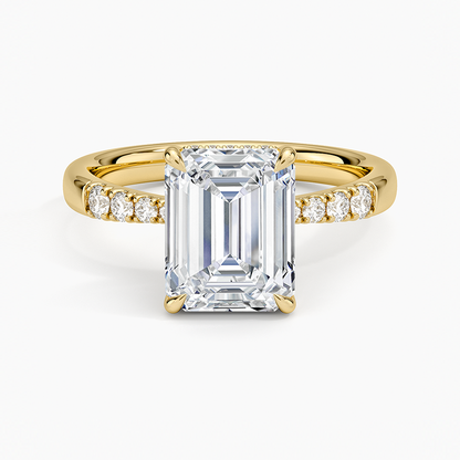 Bella Hidden Halo Diamond Ring (1/5 ct. tw.) - Emerald Cut Center Stone