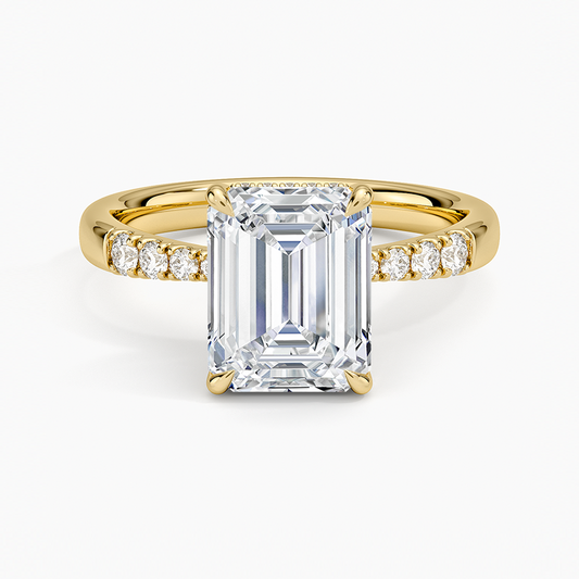 Bella Hidden Halo Diamond Ring (1/5 ct. tw.) - Emerald Cut Center Stone