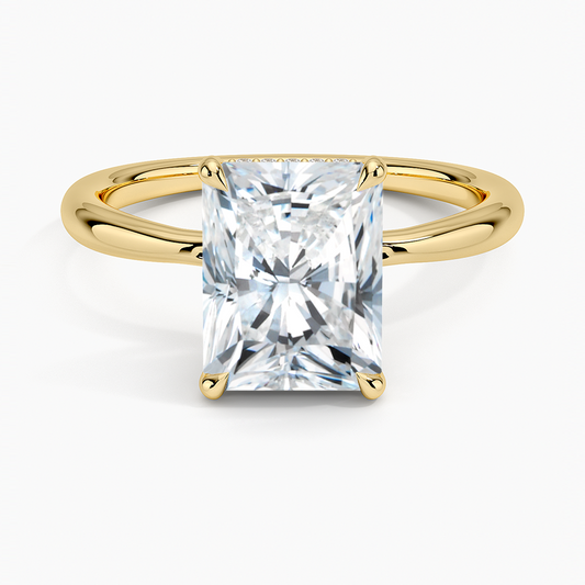 Freesia Hidden Halo Diamond Ring - Radiant Cut Center Stone