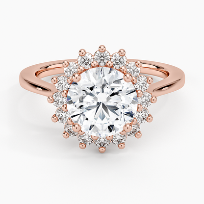 Sunburst Halo Diamond Ring (1/4 ct. tw.) - Round Center Stone