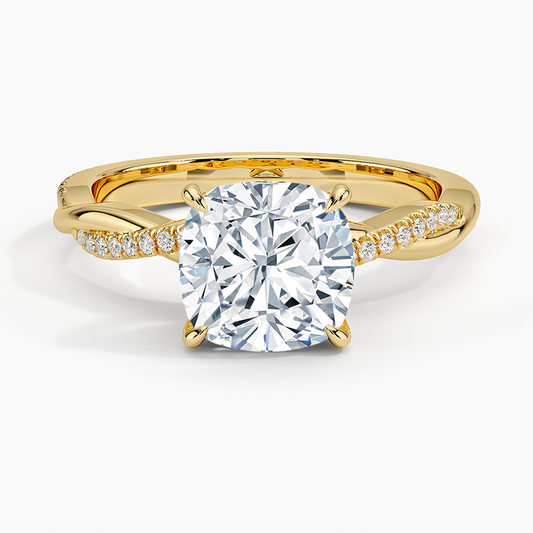 Petite Twisted Vine Diamond Ring (1/8 ct. tw.) - Cushion Cut Center Stone