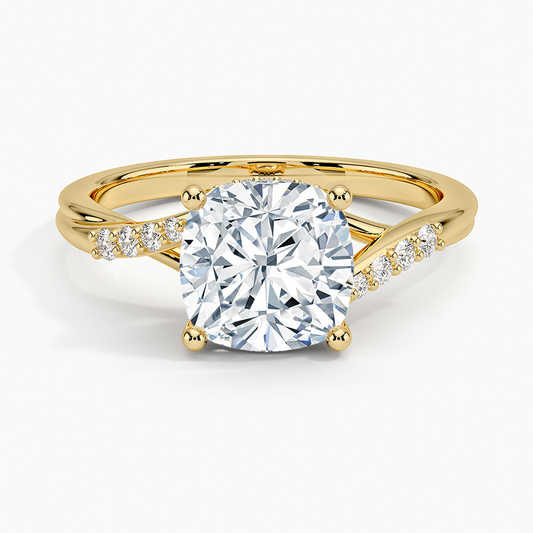 Chamise Hidden Halo Diamond Ring - Cushion Cut Center Stone