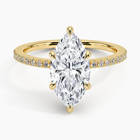 Perfect Fit Half Coverage Hidden Halo Diamond Ring (1/5 ct. tw.) - Marquise Center Stone