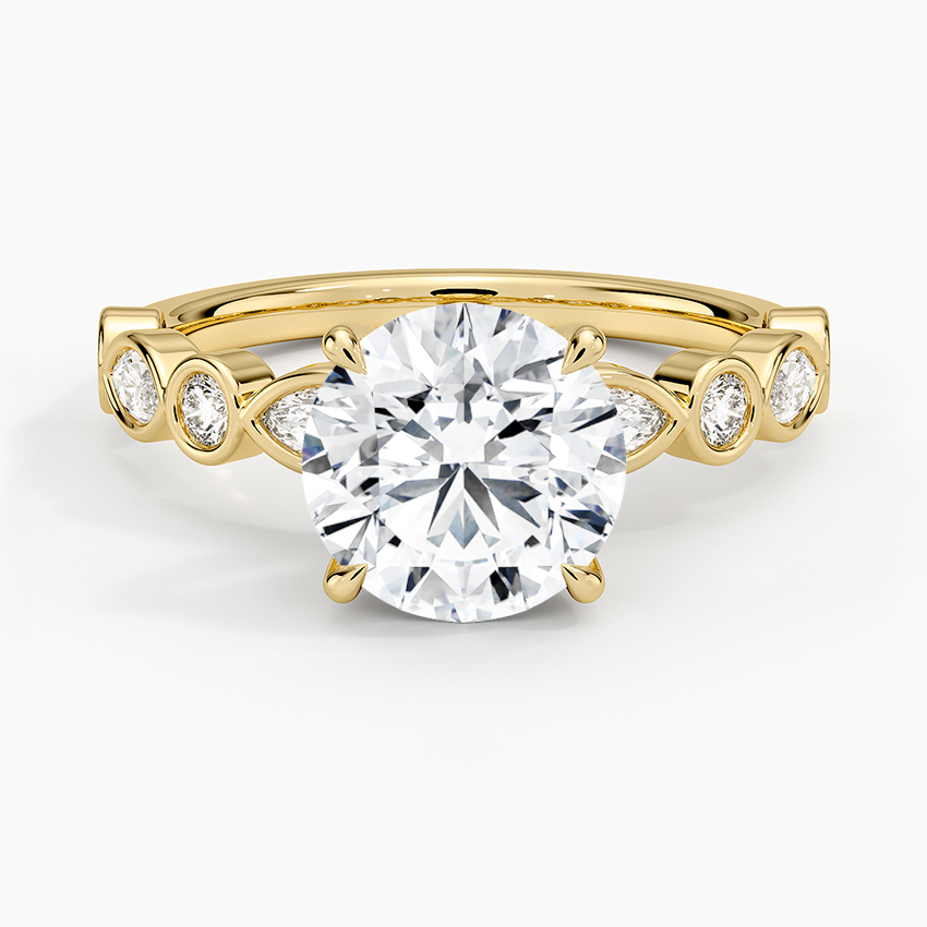 Versailles Bezel Diamond Ring - Round Cut Center Stone