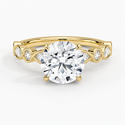 Versailles Bezel Diamond Ring - Round Cut Center Stone