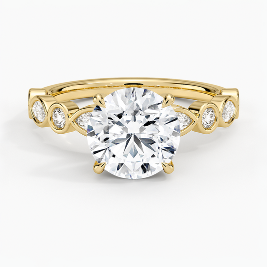 Versailles Bezel Diamond Ring - Round Cut Center Stone