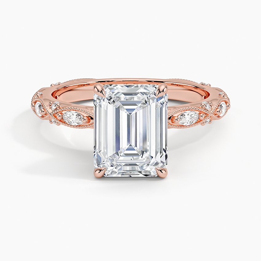 Celestia Milgrain Diamond Ring (1/4 ct. tw.) - Emerald Cut Center Stone