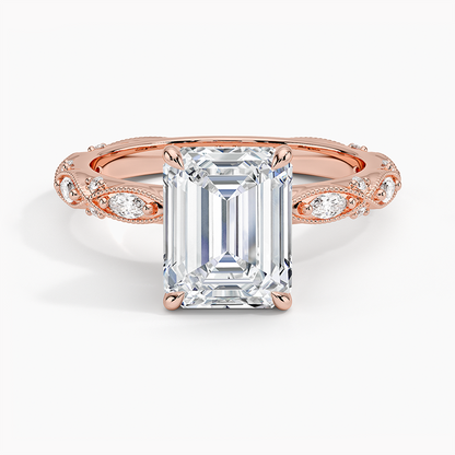 Celestia Milgrain Diamond Ring (1/4 ct. tw.) - Emerald Cut Center Stone