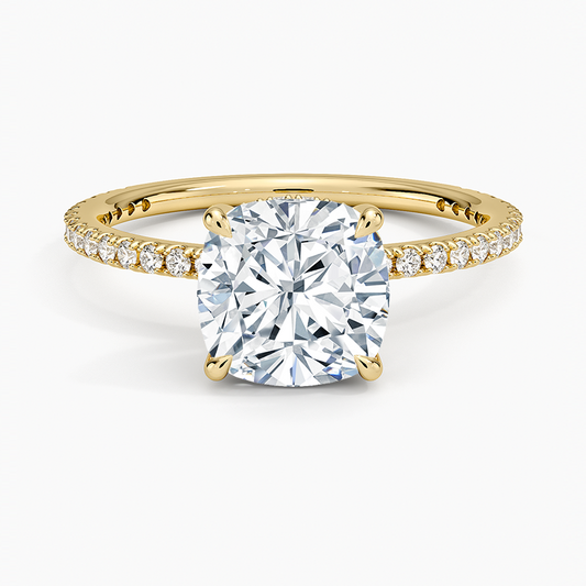 Perfect Fit Three-Quarter Diamond Ring (1/4 ct. tw.) - Cushion Cut Center Stone