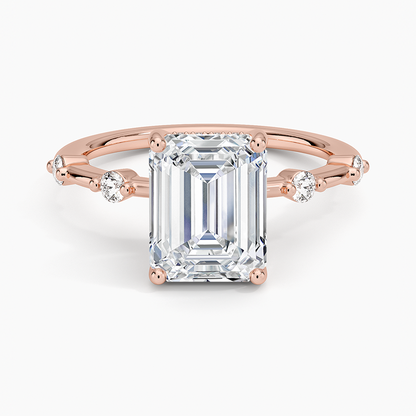 Aimee Hidden Halo Diamond Ring - Emerald Cut Center Stone