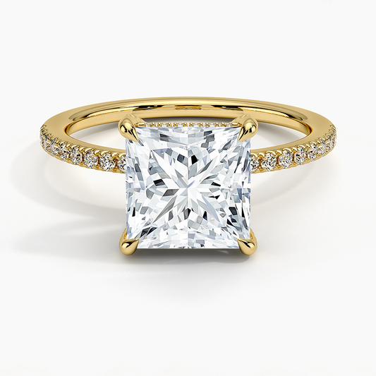 Viviana Half Coverage Diamond Ring - Princess Cut Center Stone