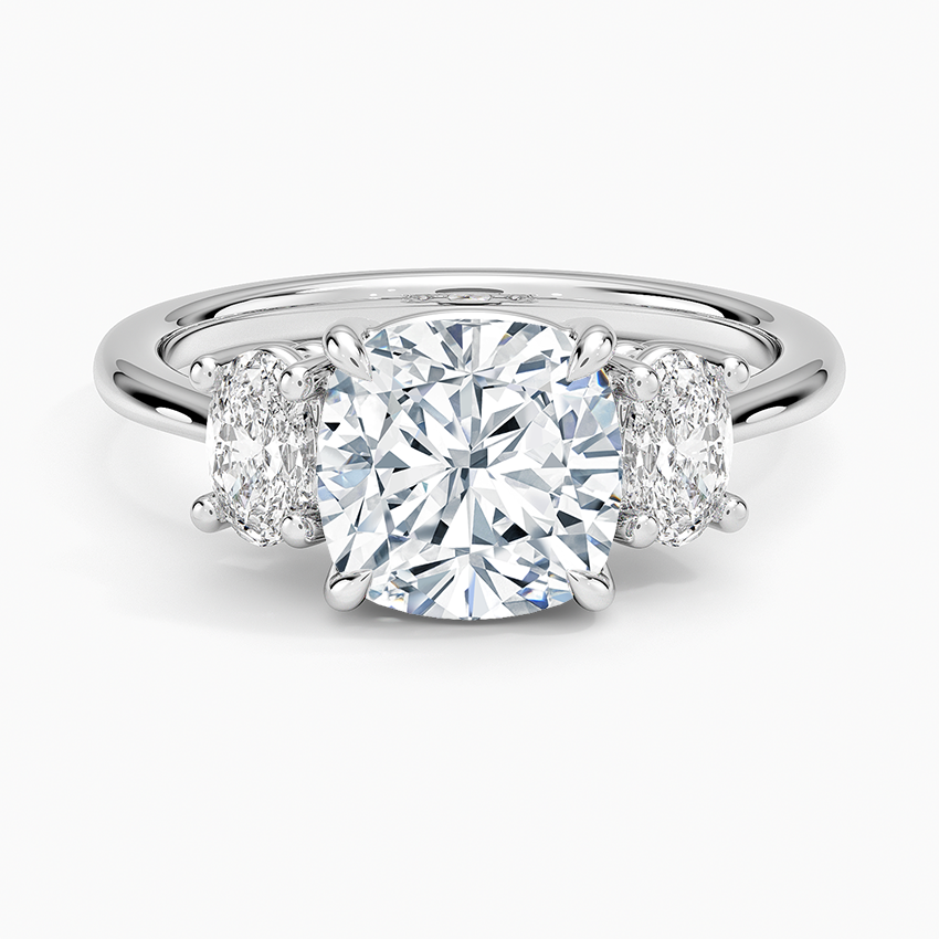 Oval-Cut Three Stone Diamond Ring (1/2 ct. tw.) - Cushion Cut Center Stone