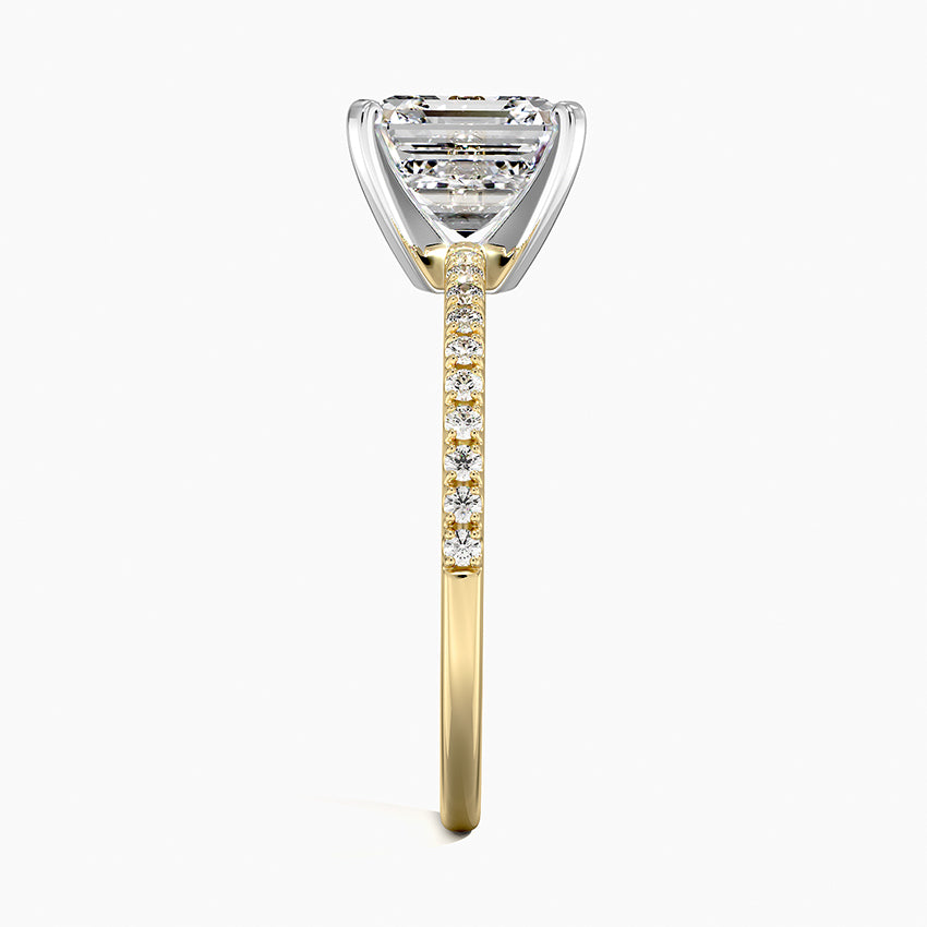 Ballad Half Coverage Diamond Ring (1/8 ct. tw.) - Asscher Cut Center Stone