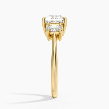 Oval-Cut Three Stone Diamond Ring (1/2 ct. tw.) - Cushion Cut Center Stone