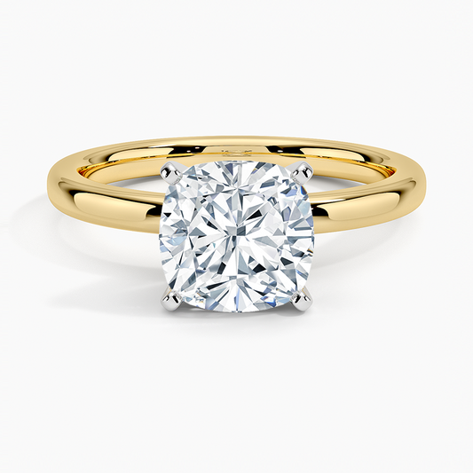 Comfort Fit 2mm Solitaire Ring - Cushion Cut Center Stone
