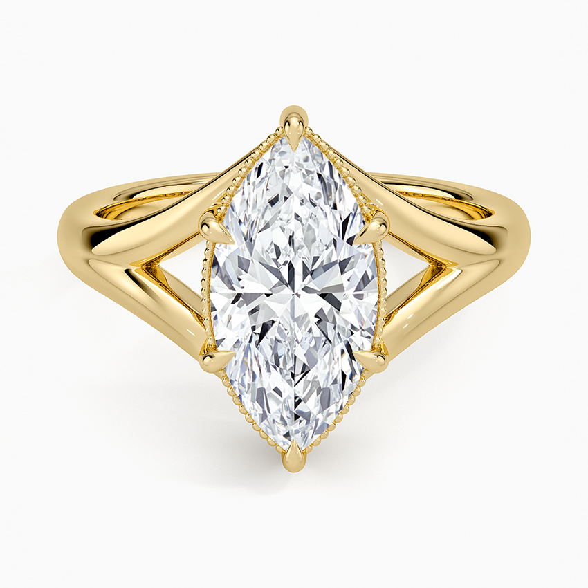 Cora Split Shank Solitaire Ring - Marquise Cut Center Stone