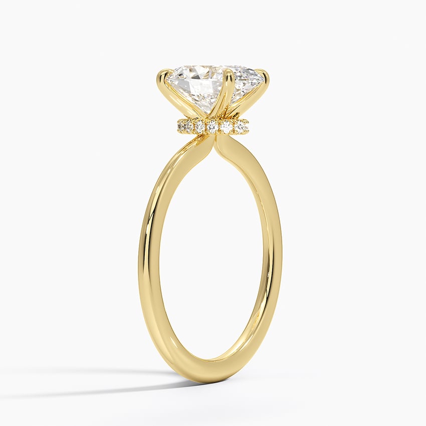 Petite Secret Halo Diamond Ring - Oval Center Stone