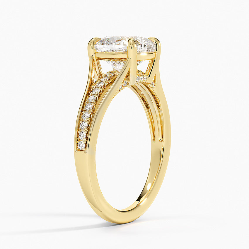 Tressa Split Shank Diamond Ring - Cushion Cut Center Stone