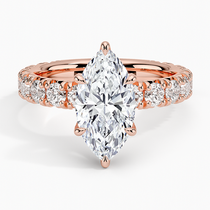 Ellora Three-Quarter Coverage Diamond Ring - Marquise Center Stone