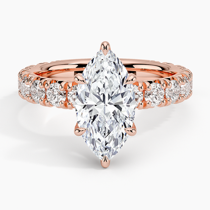 Ellora Three-Quarter Coverage Diamond Ring - Marquise Center Stone