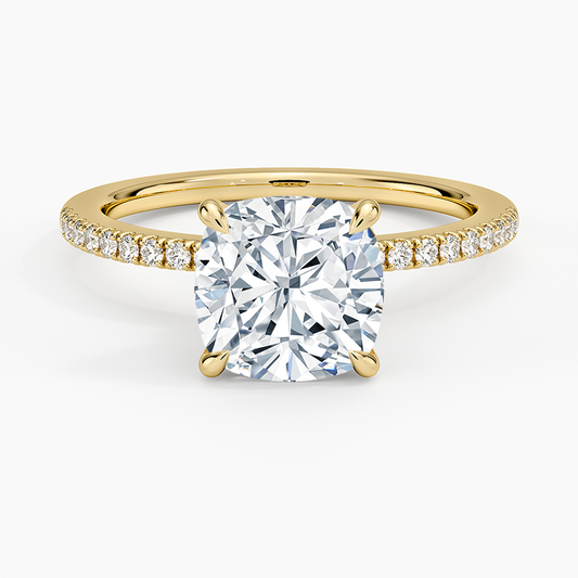 Demi Half Coverage Diamond Ring (1/5 ct. tw.) - Cushion Cut Center Stone