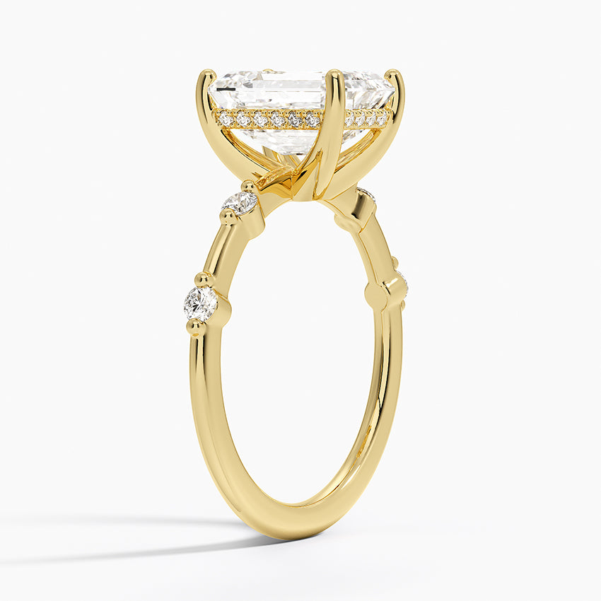 Aimee Hidden Halo Diamond Ring - Emerald Cut Center Stone