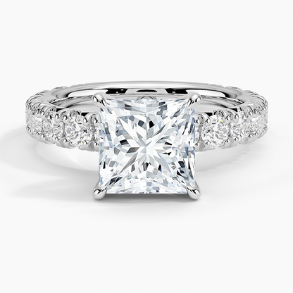 Ellora Three-Quarter Coverage Diamond Ring - Princess Cut Center Stone