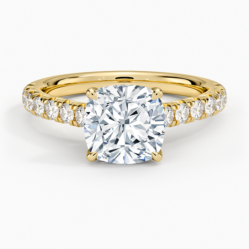 Sienna Half Coverage Diamond Ring - Cushion Cut Center Stone