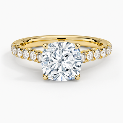 Sienna Half Coverage Diamond Ring - Cushion Cut Center Stone