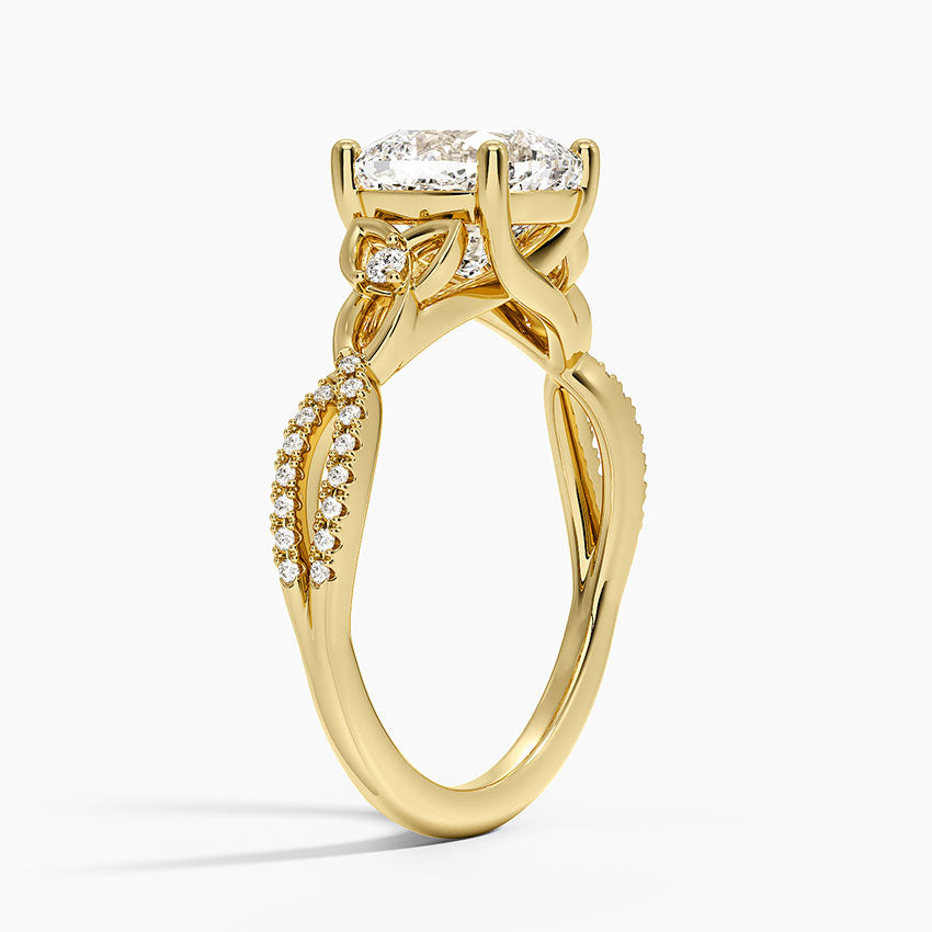 Luxe Celtic Love Knot Diamond Ring - Cushion Cut Center Stone