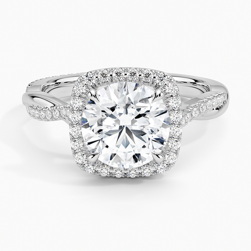 Petite Twisted Vine Halo Diamond Ring (1/4 ct. tw.) - Round Center Stone