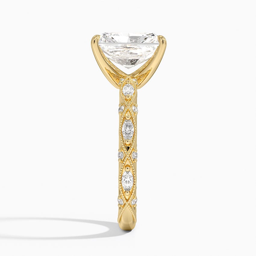 Celestia Milgrain Diamond Ring (1/4 ct. tw.) - Radiant Cut Center Stone