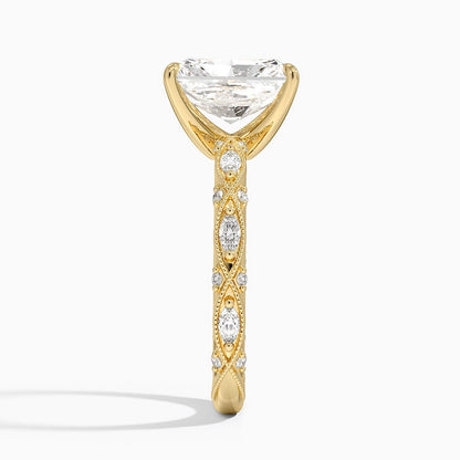 Celestia Milgrain Diamond Ring (1/4 ct. tw.) - Radiant Cut Center Stone