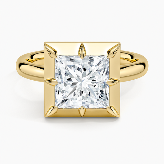 Harper Bezel Prong Solitaire Ring - Princess Cut Center Stone