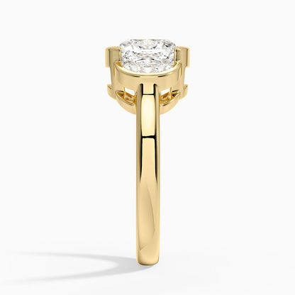 Half Moon Three Stone Bezel Diamond Ring (1/2 ct. tw.) - Old Mine Cut Center Stone
