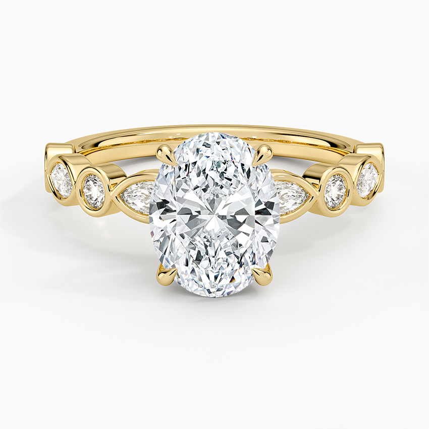 Versailles Bezel Diamond Ring - Oval Cut Center Stone