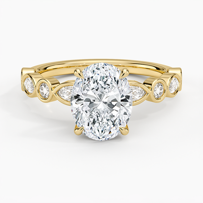 Versailles Bezel Diamond Ring - Oval Cut Center Stone