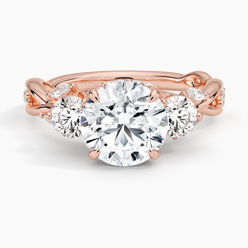 Secret Garden Three Stone Diamond Ring (3/4 ct. tw.) - Round Center Stone