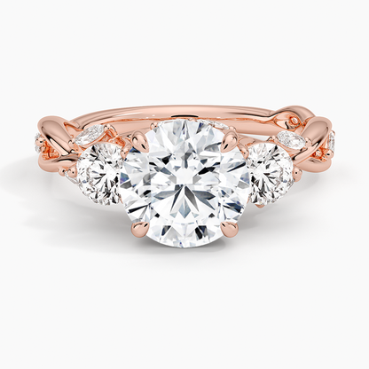 Secret Garden Three Stone Diamond Ring (3/4 ct. tw.) - Round Center Stone