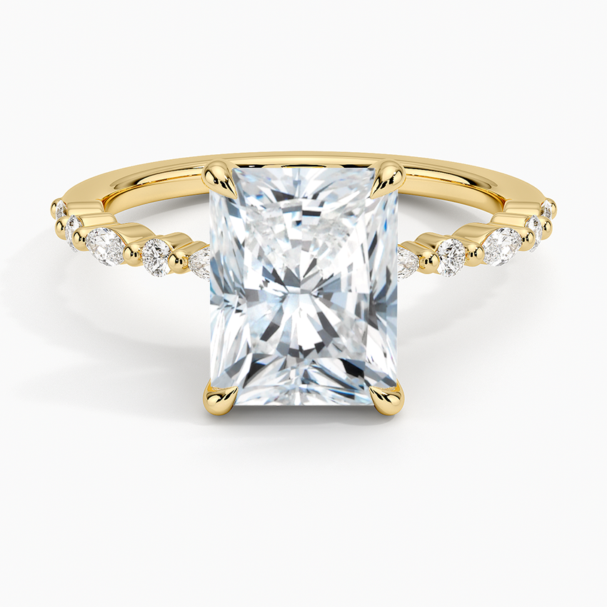 Delicate Versailles Diamond Ring - Radiant Cut Center Stone