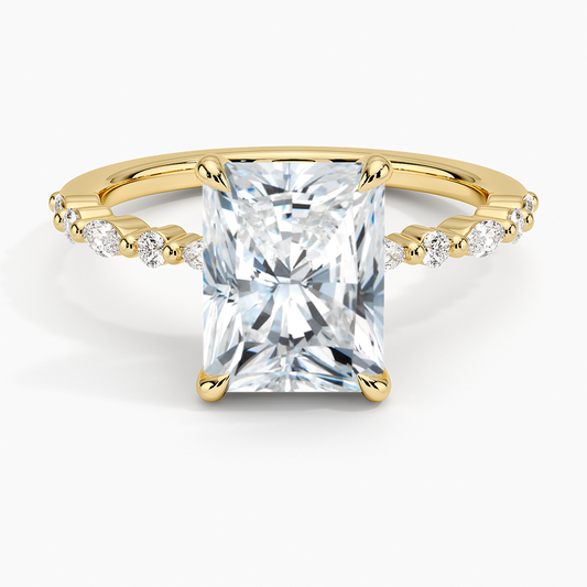 Delicate Versailles Diamond Ring - Radiant Cut Center Stone