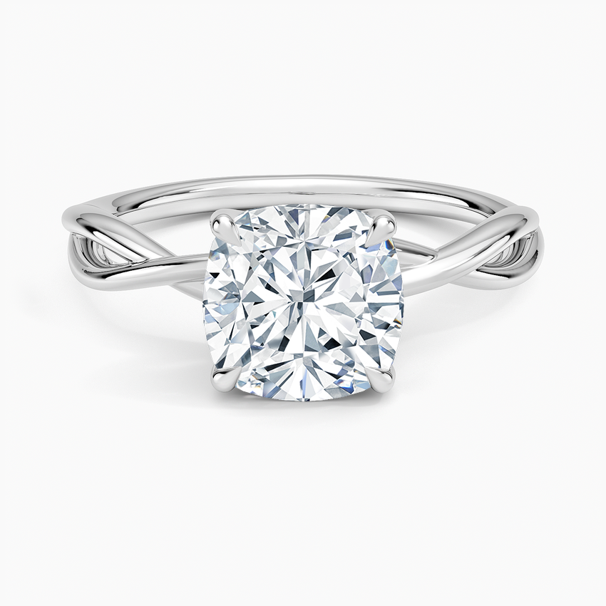 Alya Twist Solitaire Ring - Cushion Cut Center Stone