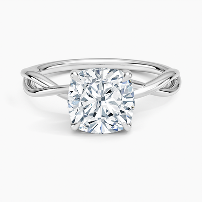 Alya Twist Solitaire Ring - Cushion Cut Center Stone