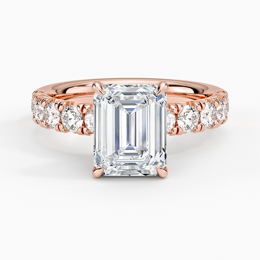 Ellora Half Coverage Diamond Ring - Emerald Cut Center Stone