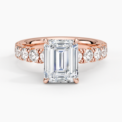 Ellora Half Coverage Diamond Ring - Emerald Cut Center Stone