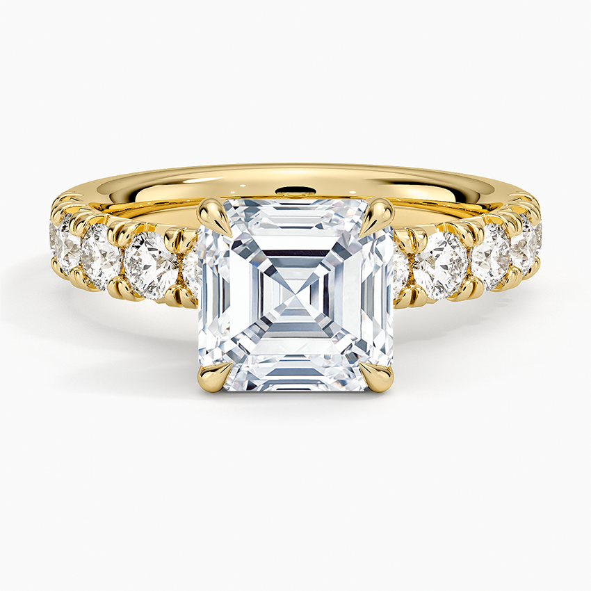 Ellora Half Coverage Diamond Ring - Asscher Cut Center Stone